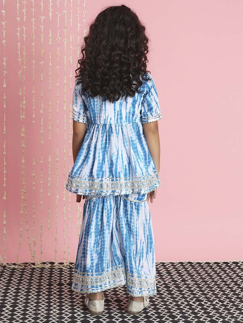 girl tie & dye kurta sharara set - 20271955 - Standard Image - 2