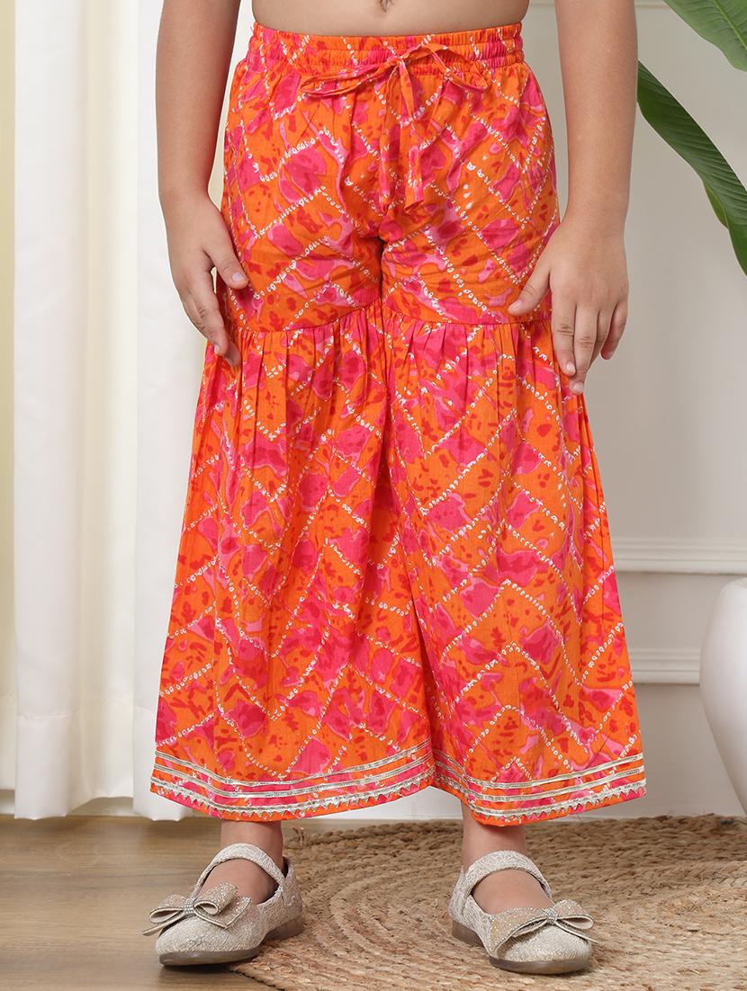 girl bandhani print cotton kurta sharara set - 20271972 - Standard Image - 2