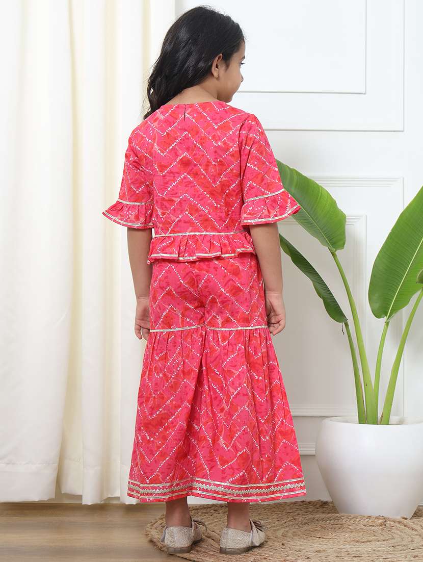 girl bandhani print cotton top sharara set - 20271973 -  Standard Image - 2
