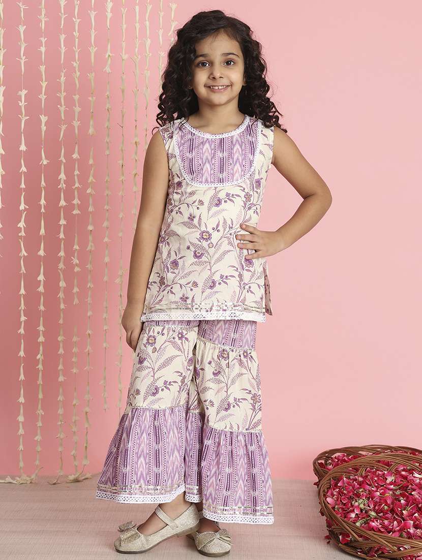 floral kurta sharara set