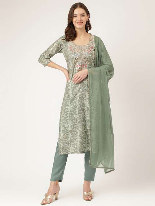 grey colored kurta pant set - 20271982 -  Standard Image - 0