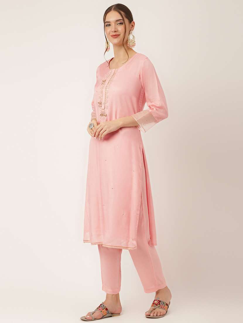 women round neck kurta pant set with dupatta - 20271989 -  Standard Image - 2