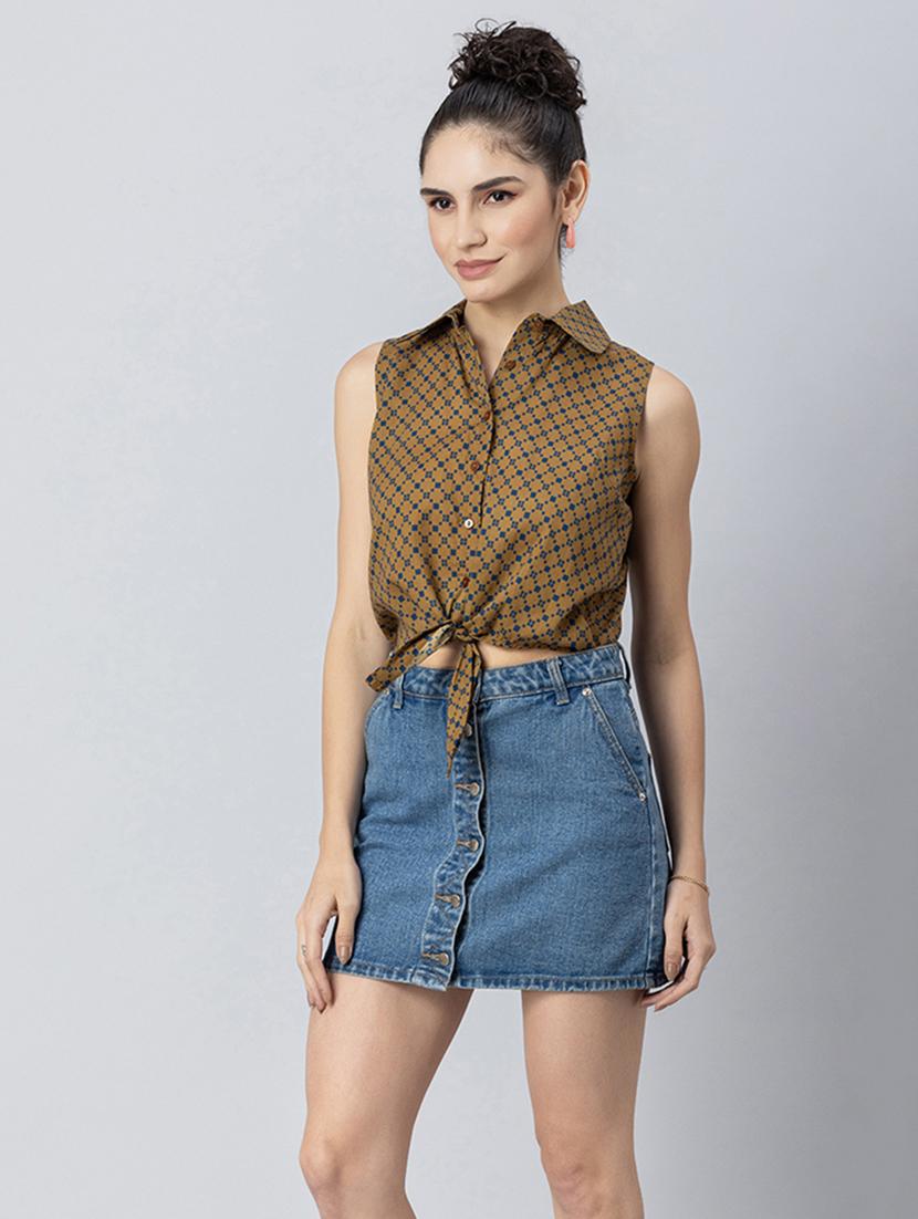 women's crop collared top - 20272042 - Standard Image - 2