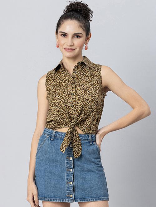olive shirt collar regular top - 20272043 - Standard Image - 0