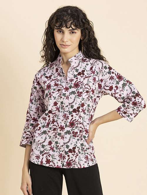 white florals printed regular shirt - 20272046 -  Standard Image - 0