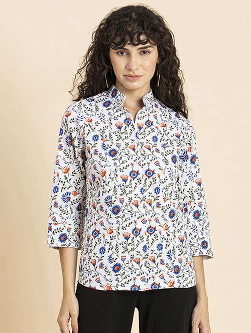 white florals printed regular shirt - 20272049 -  Standard Image - 0