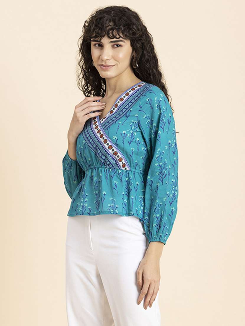 women's peplum overlap neck top - 20272065 -  Standard Image - 2