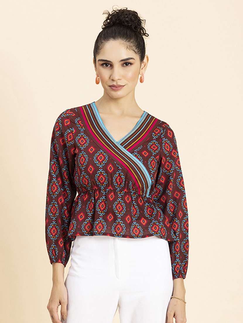 women's peplum v neck top