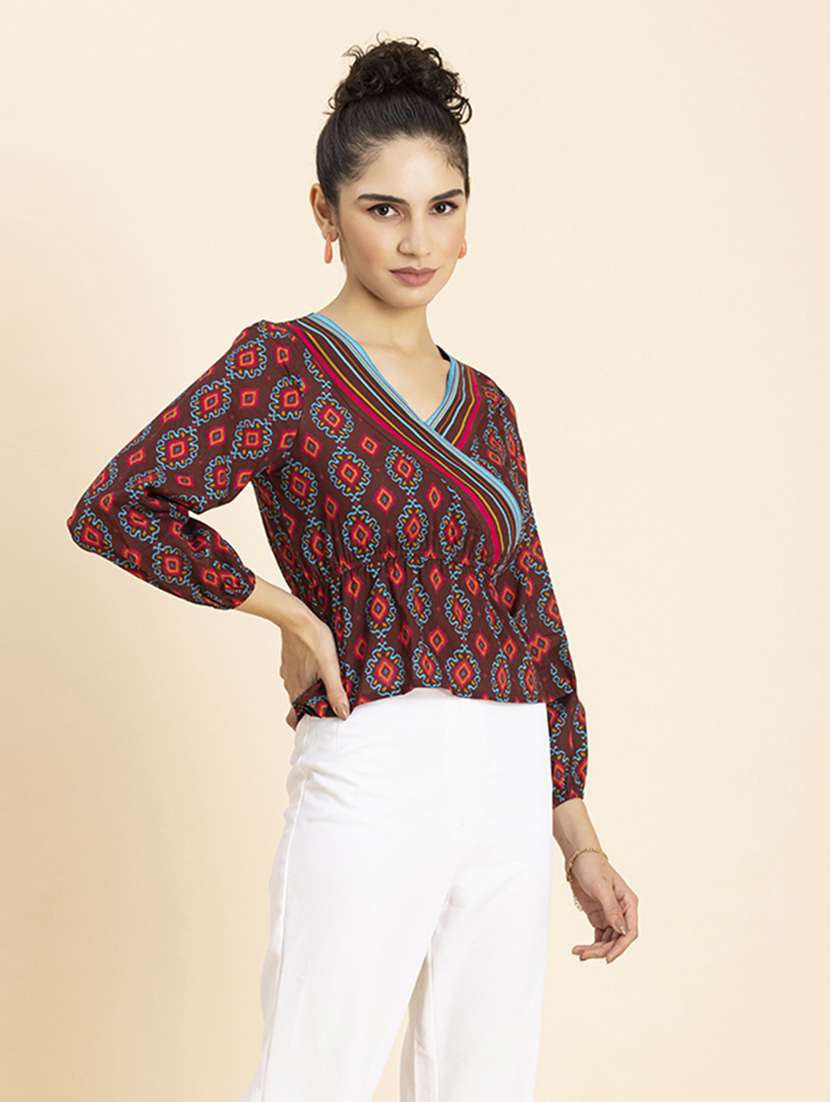women's peplum v neck top - 20272067 - Standard Image - 2