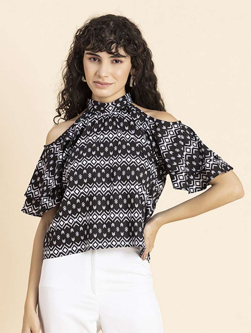 women's crop mock neck top