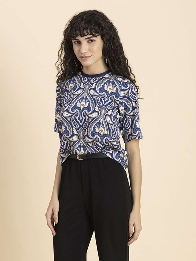 women's straight round neck top - 20272086 -  Standard Image - 2