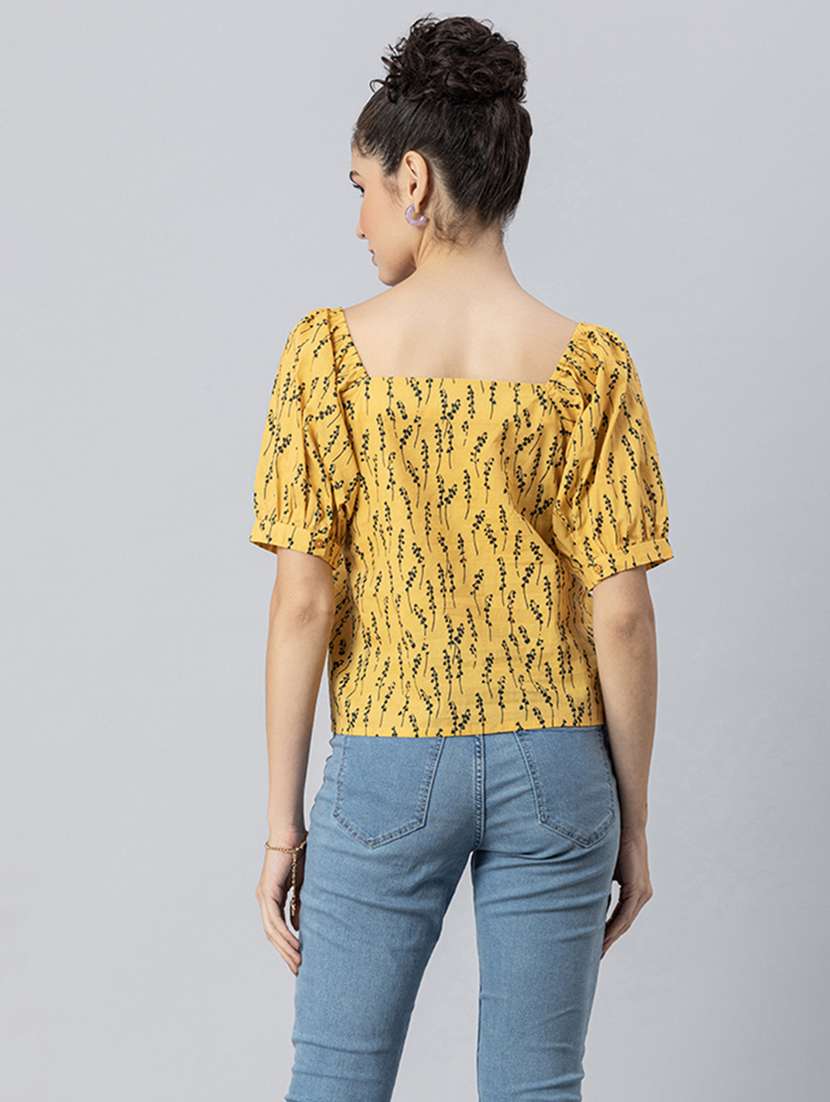 women yellow floral top - 20272095 - Standard Image - 2