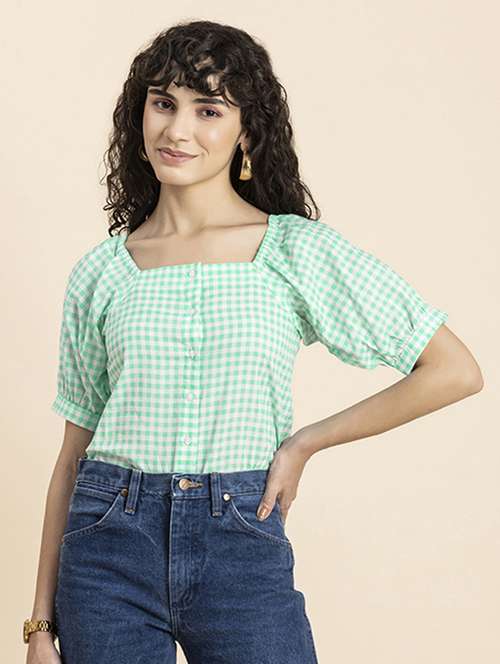 women's blouson square neck top - 20272096 -  Standard Image - 0