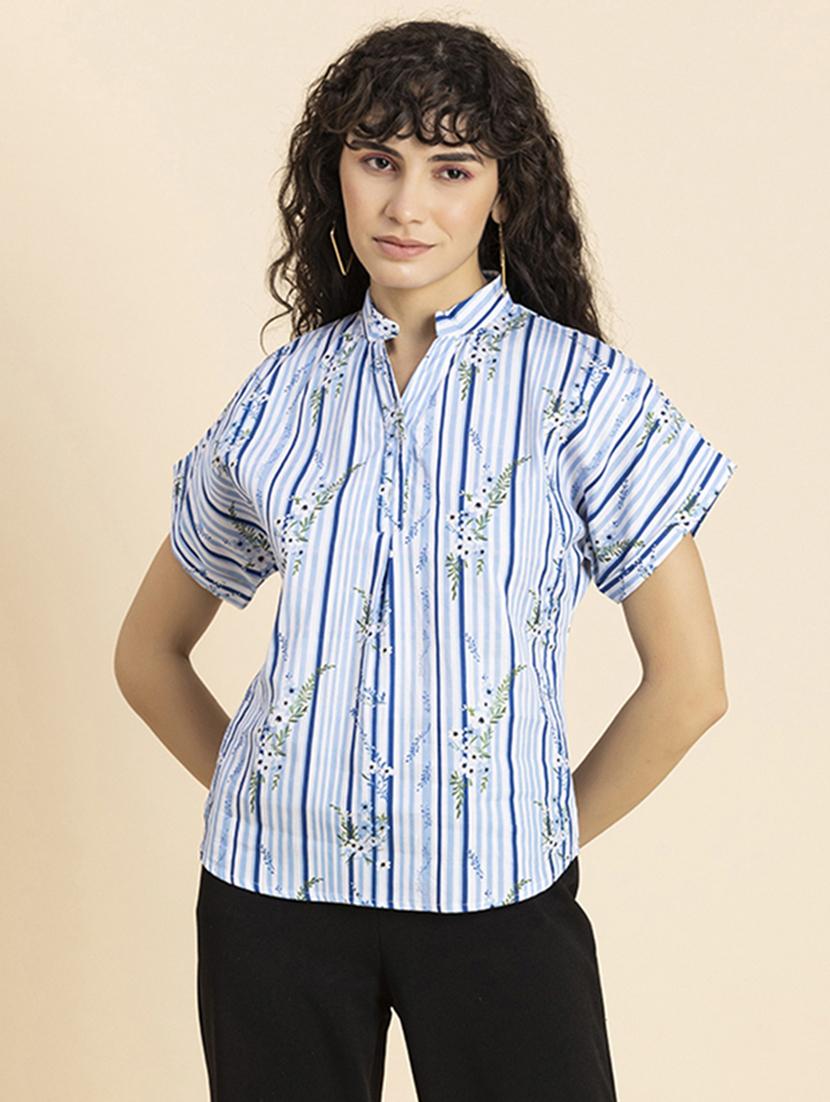 women's straight mandarin neck top - 20272103 - Zoom Image - 0