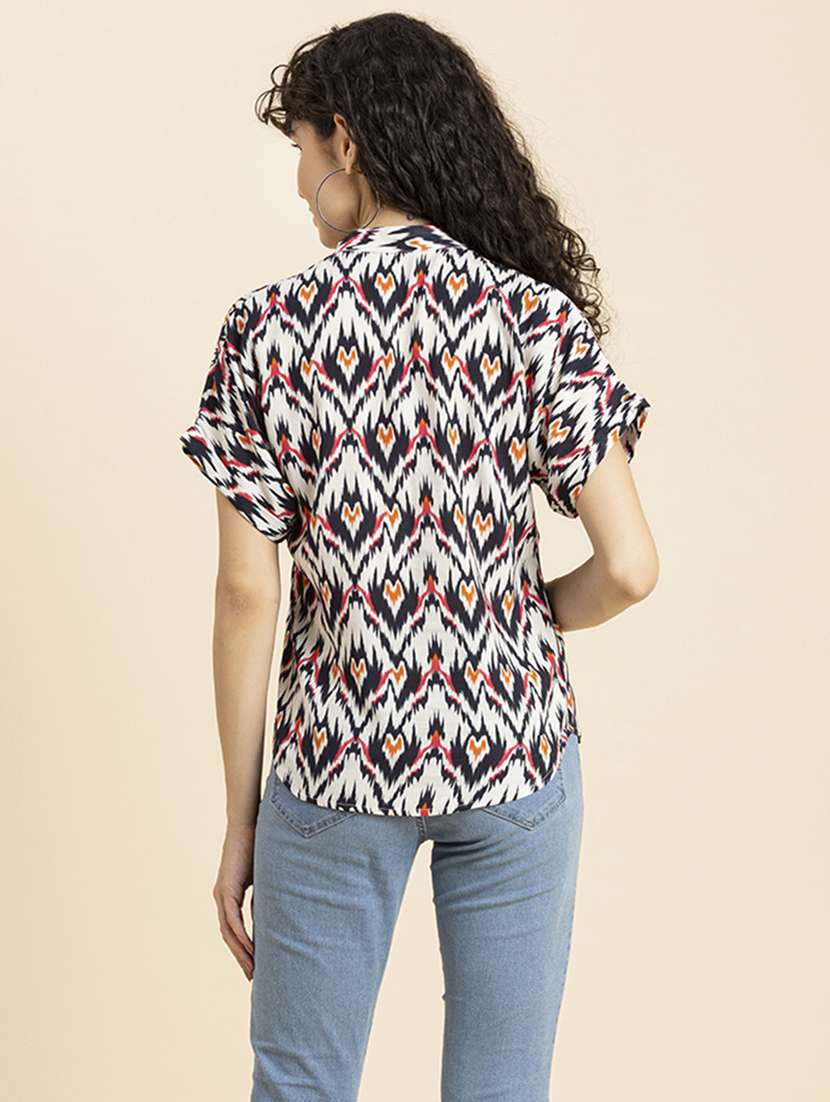 women's straight mandarin neck top - 20272105 -  Standard Image - 2