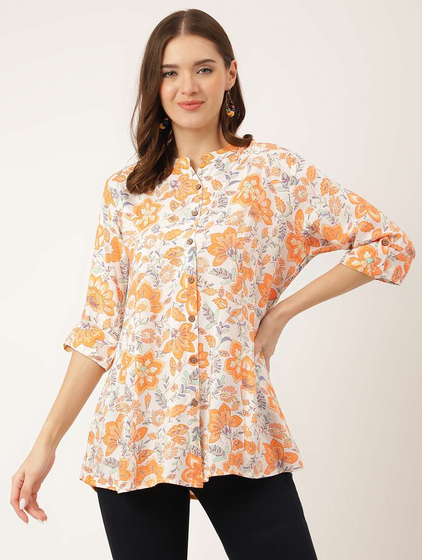 women's a line mandarin neck top
