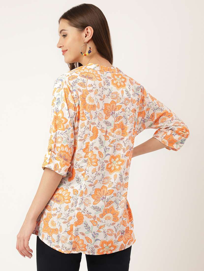 women's a line mandarin neck top - 20272185 - Standard Image - 2