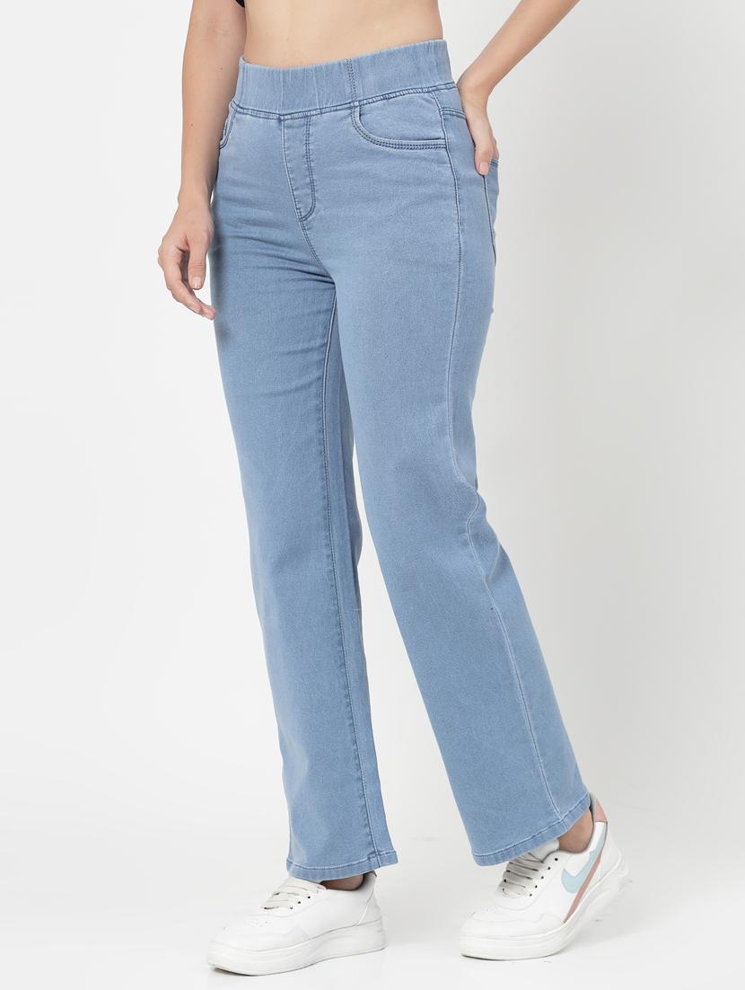 light blue solid ankle length jegging - 20273284 - Standard Image - 2