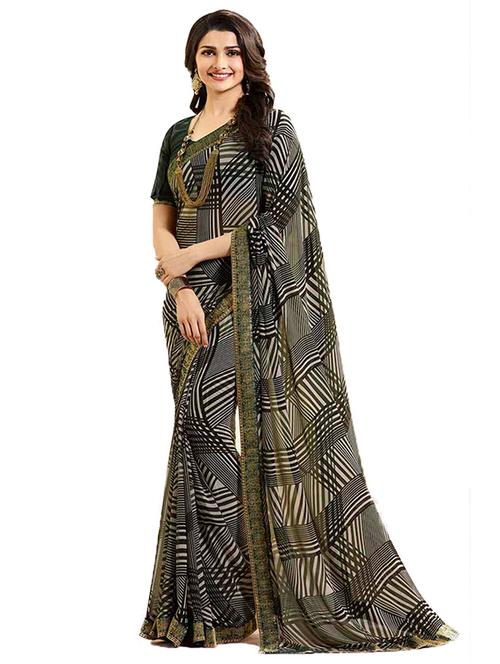 women's bordered royal blue colored saree with blouse - 20273329 -  Standard Image - 0