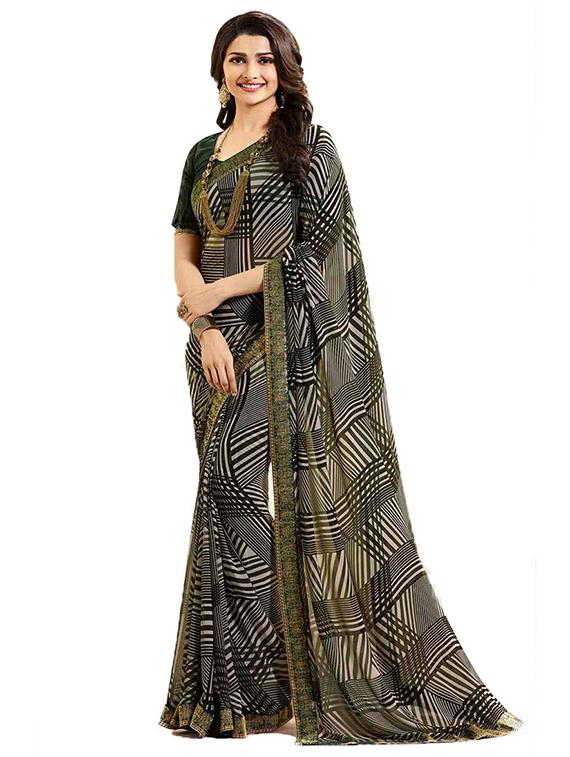 women's bordered royal blue colored saree with blouse - 20273329 -  Zoom Image - 0