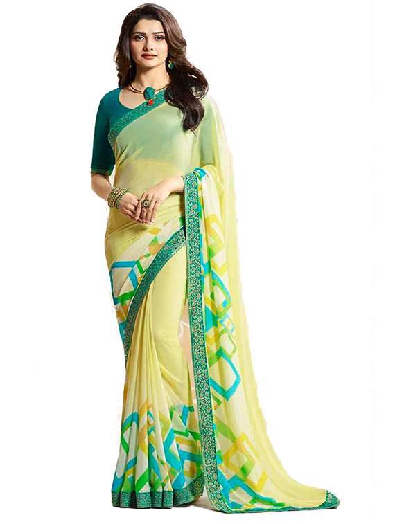 women's geometric multi colored saree with blouse