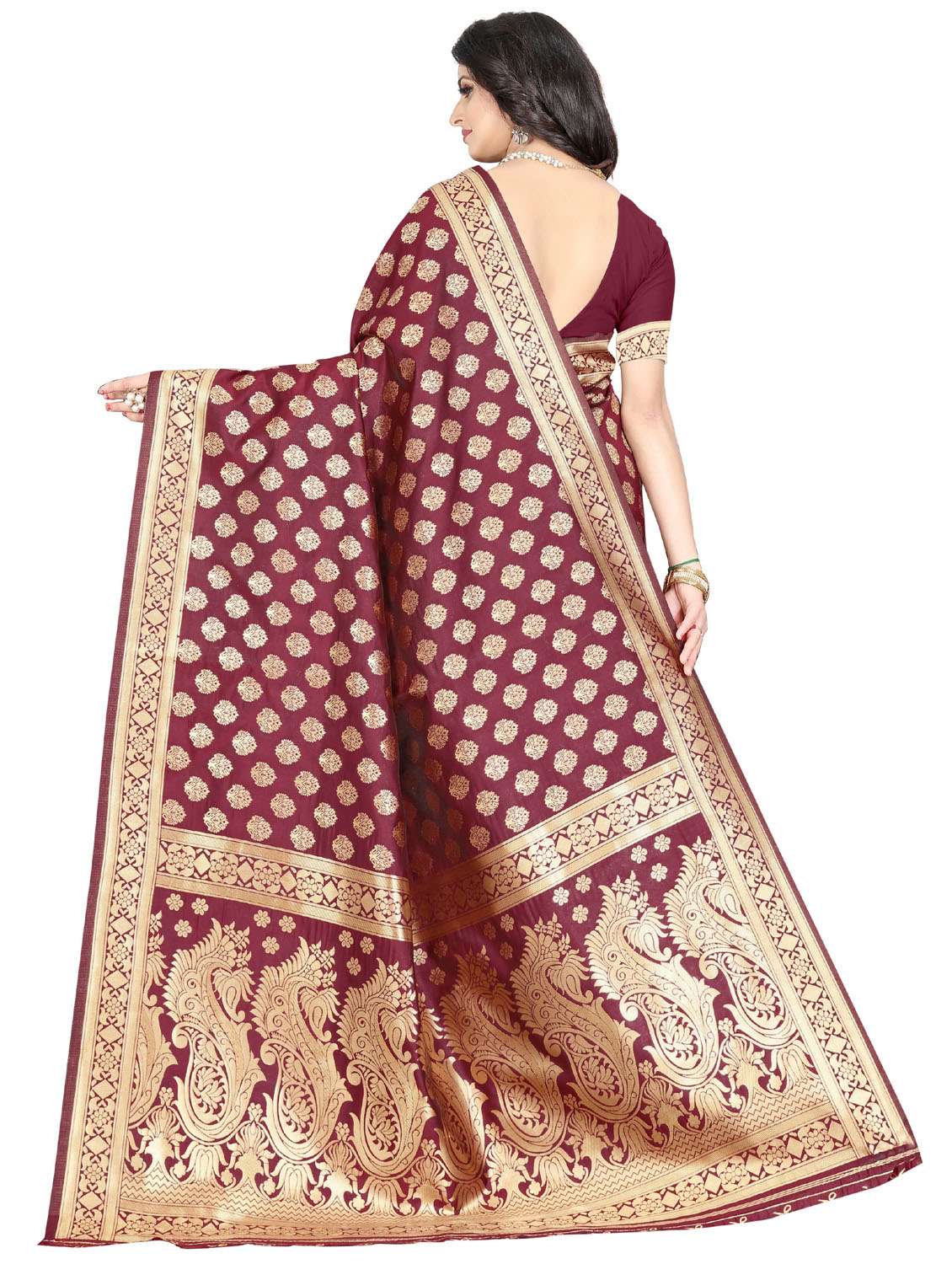 women's self design maroon colored saree with blouse - 20273435 -  Standard Image - 2