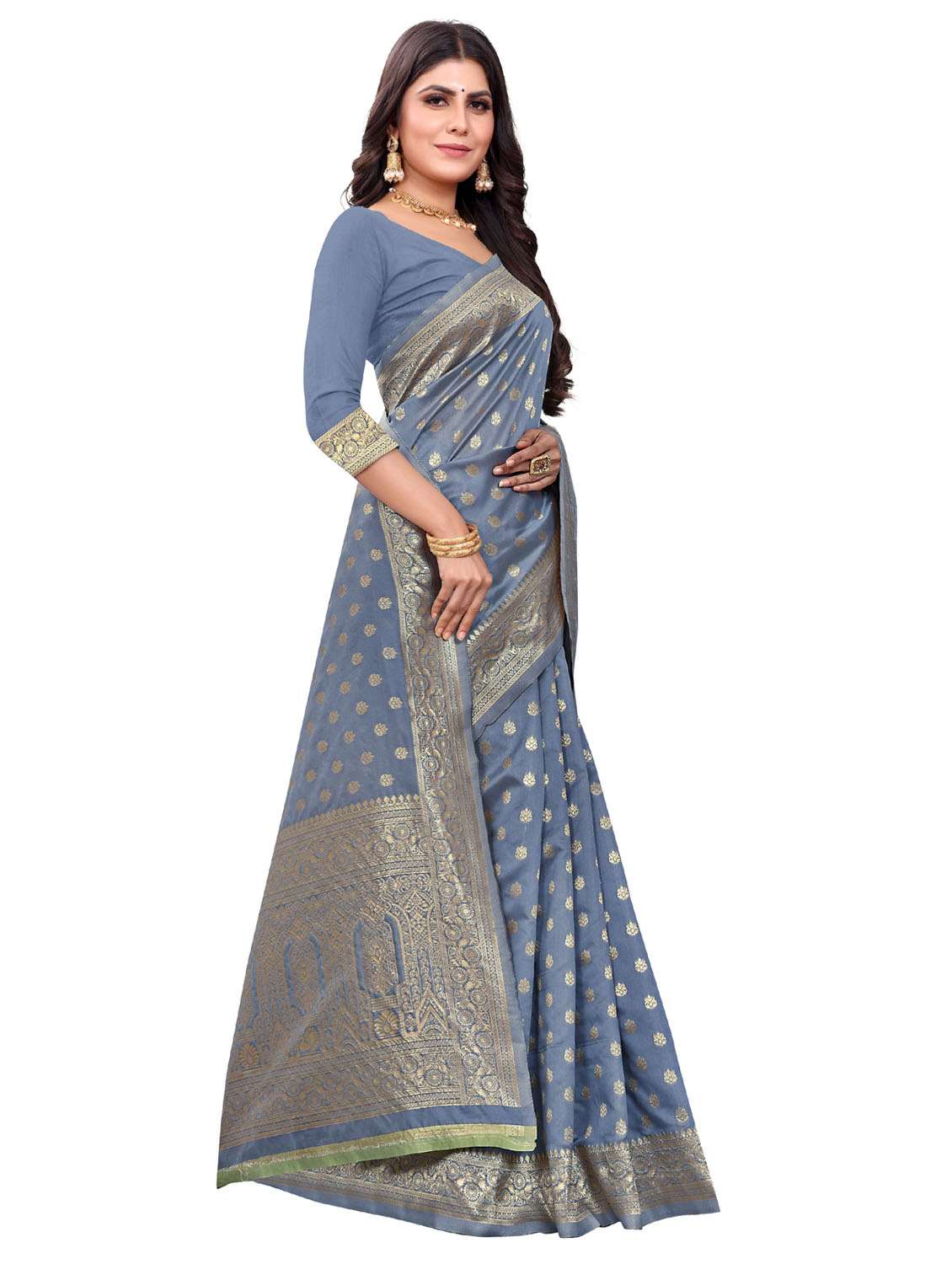 women's self design grey colored saree with blouse - 20273491 -  Standard Image - 2
