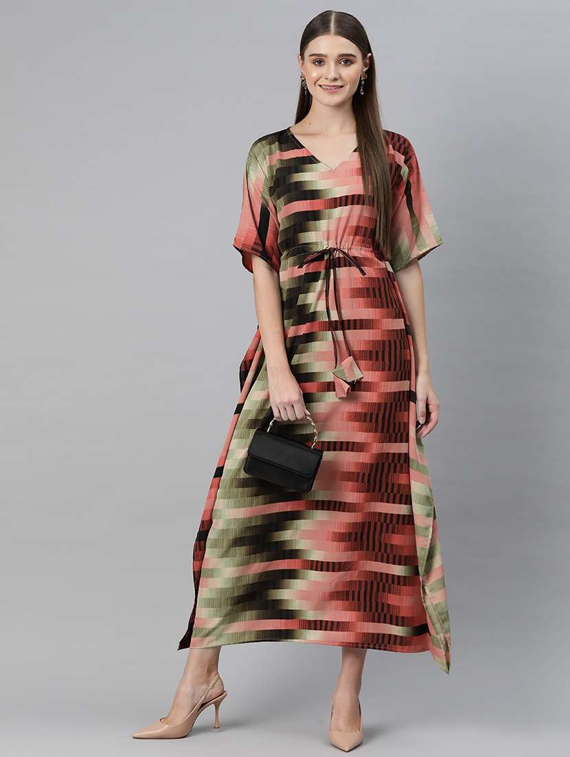 geometric print kaftan dress