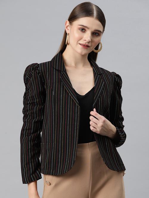 black striped puff sleeves balzer - 20273764 - Standard Image - 0