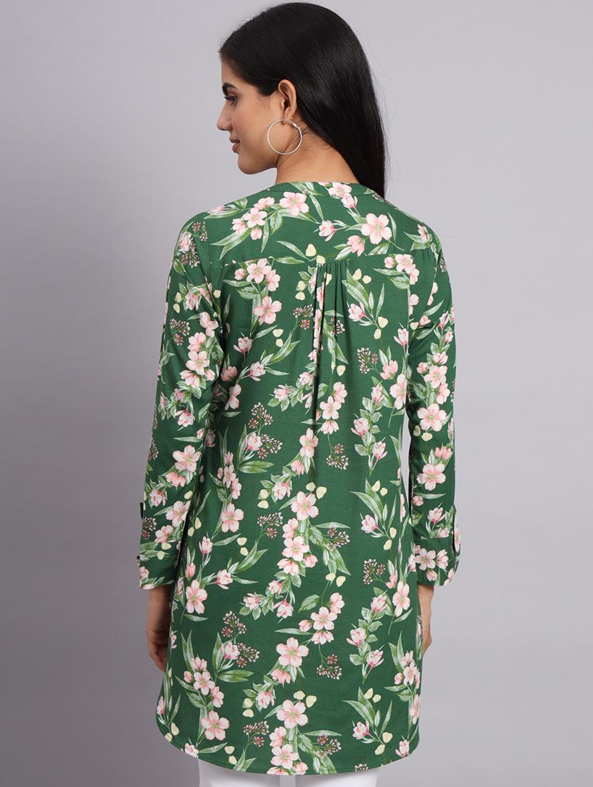 women green floral printed side slit kurti - 20273776 - Standard Image - 2