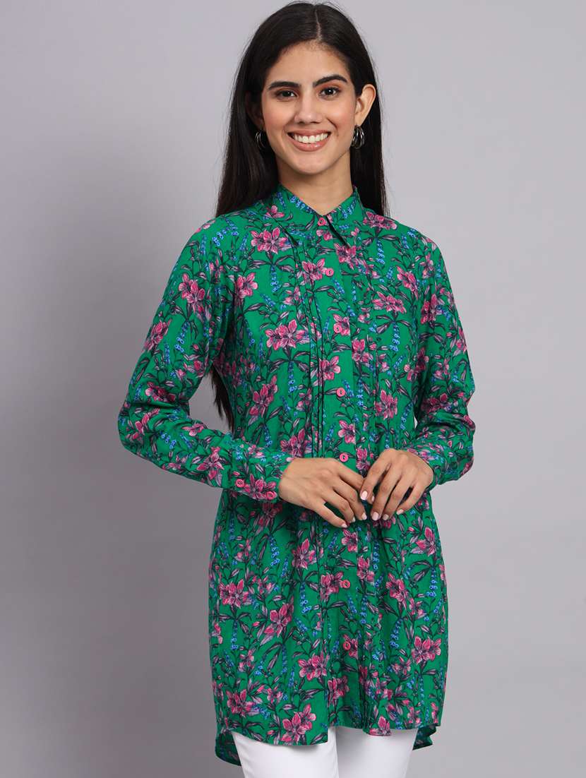 women floral printed high-low kurti