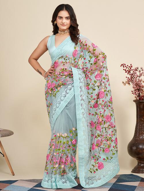 women's embroidered saree with blouse - 20276424 -  Standard Image - 0