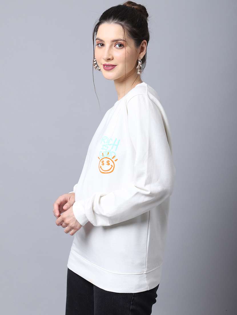 white typography regular sweatshirt - 20276567 -  Zoom Image - 0