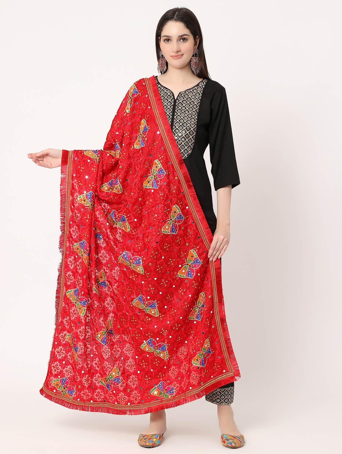 red phulkari dupatta - 20276613 -  Zoom Image - 0