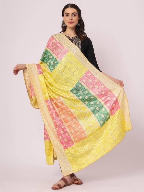 multi colored phulkari dupatta - 20276621 -  Standard Image - 0