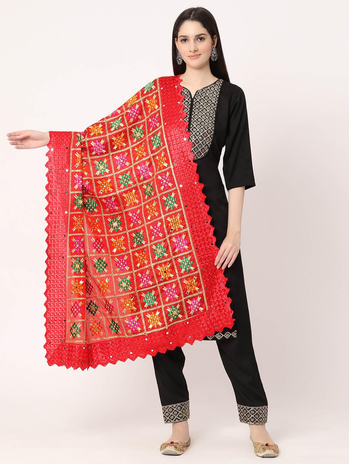 red phulkari dupatta - 20276643 -  Zoom Image - 0