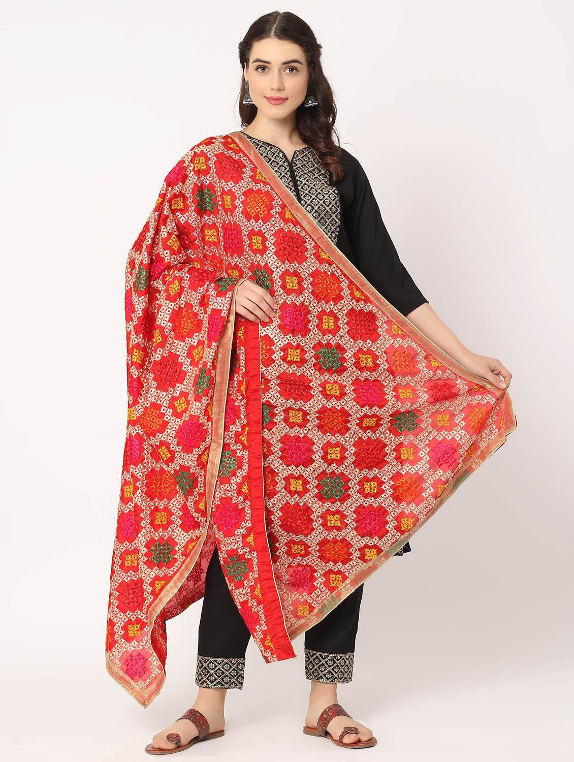 women red embroidered dupatta - 20276656 -  Zoom Image - 0