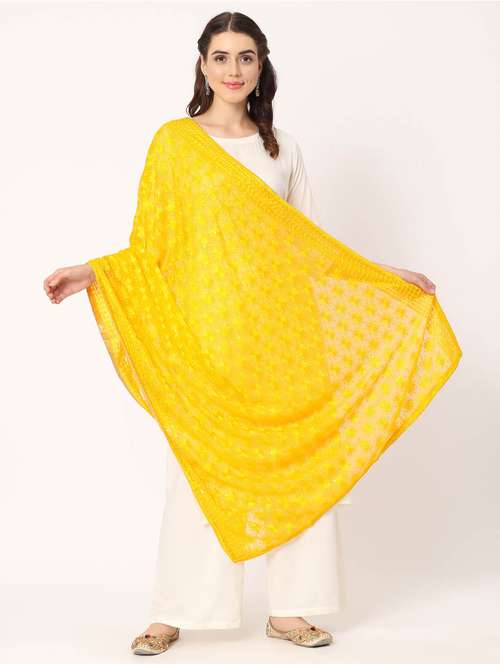 yellow phulkari dupatta - 20276664 -  Standard Image - 0