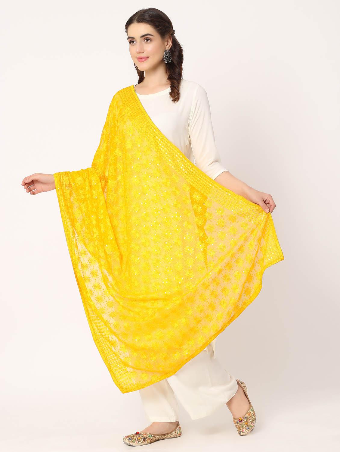 yellow phulkari dupatta - 20276664 - Standard Image - 2