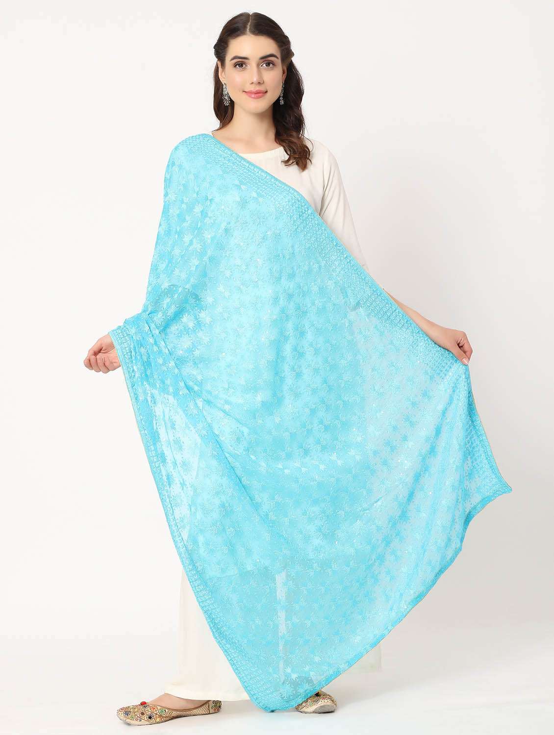 blue phulkari dupatta - 20276666 -  Standard Image - 2