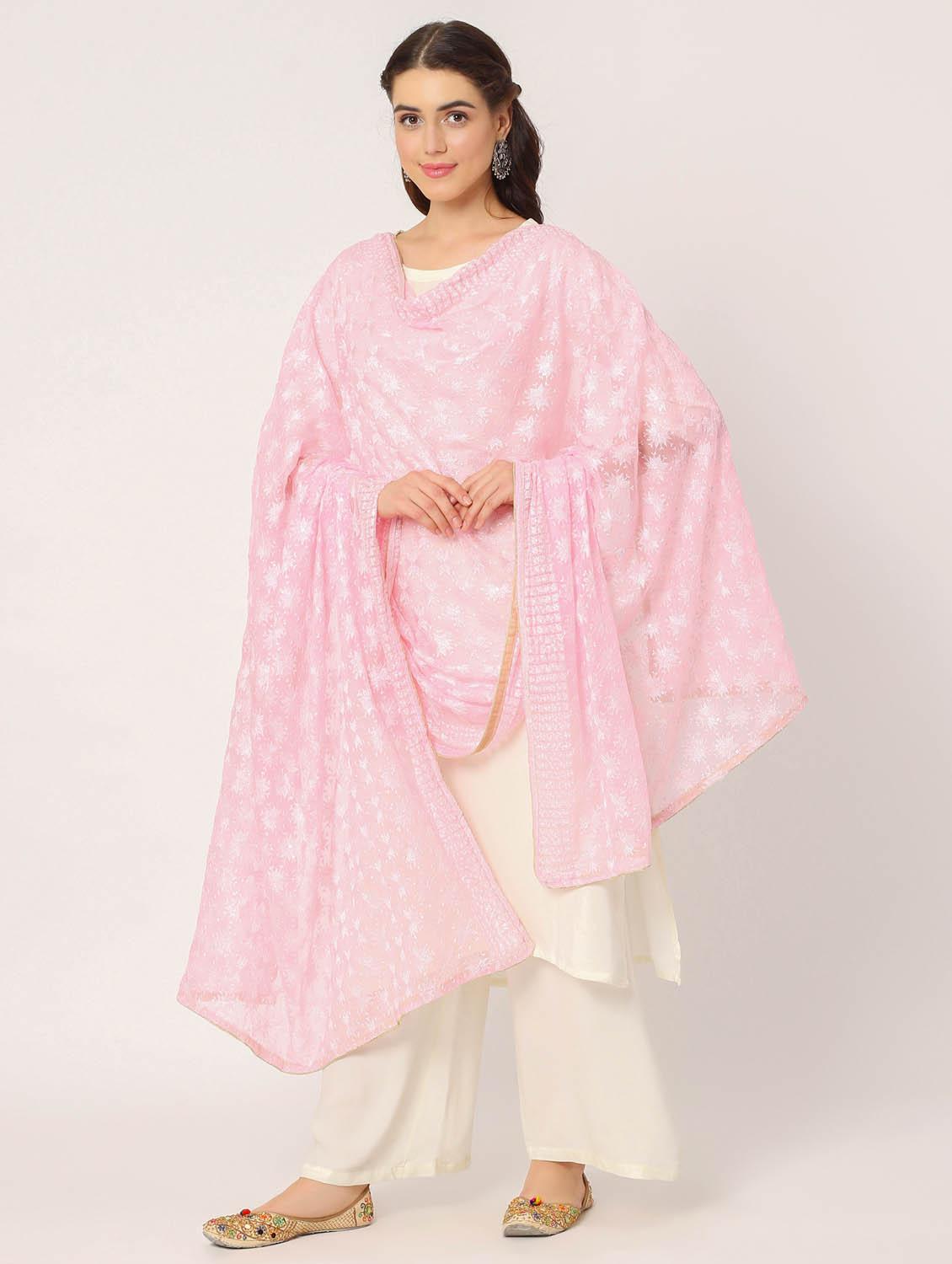 pink phulkari dupatta - 20276669 - Standard Image - 2