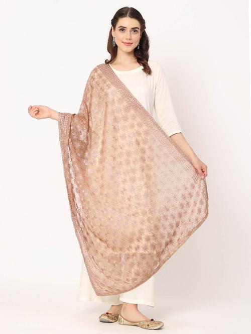 women beige phulkari embroidered dupatta  - 20276670 -  Standard Image - 0