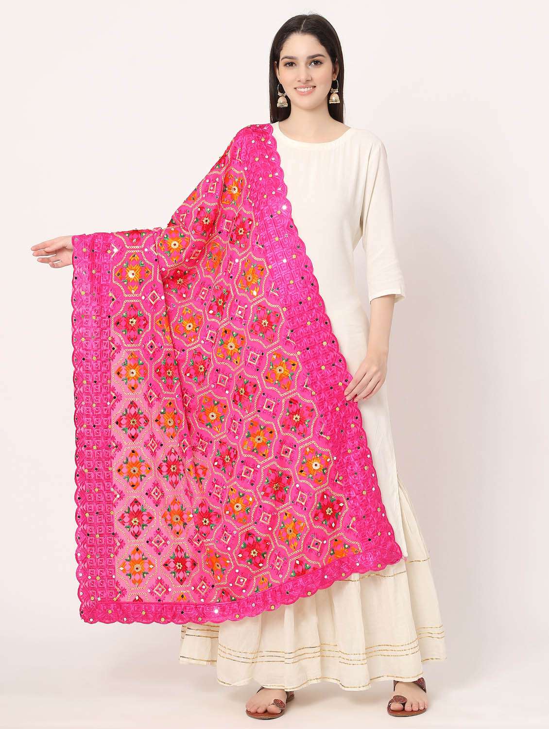 pink phulkari dupatta