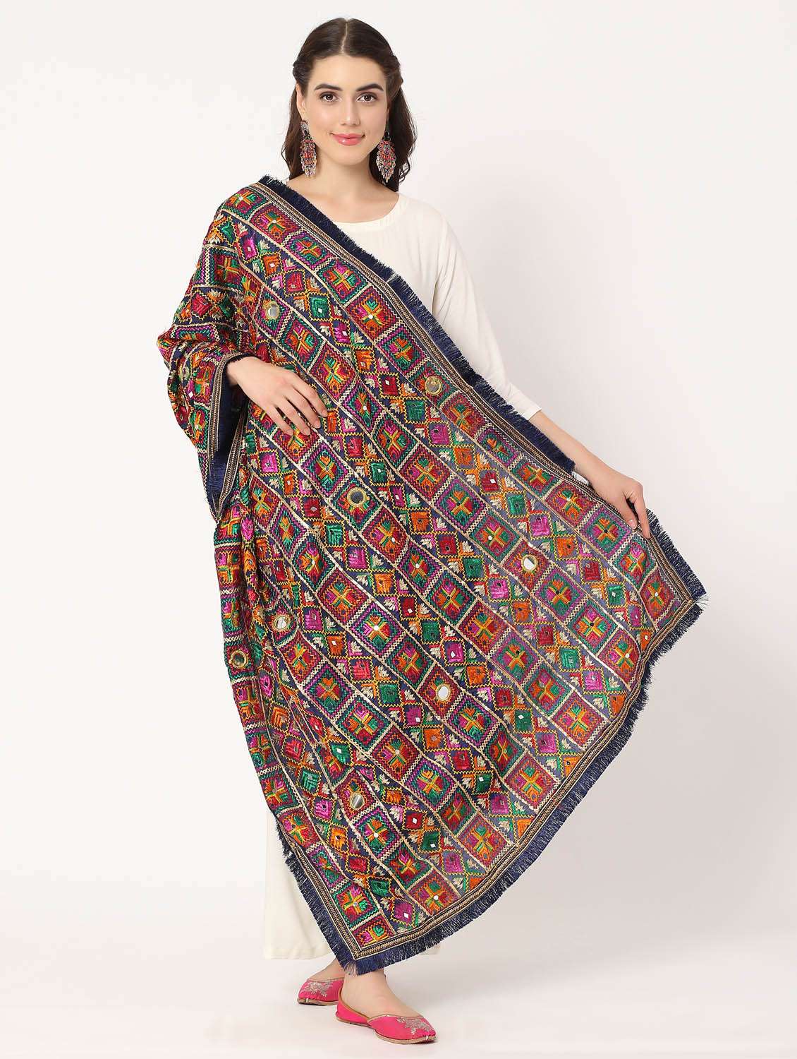 blue phulkari dupatta