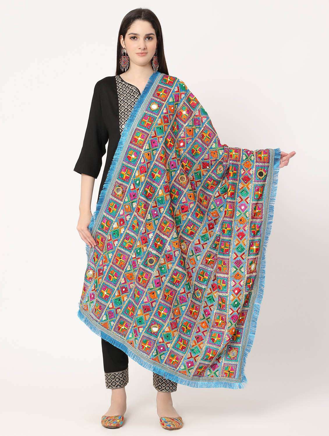 blue phulkari dupatta