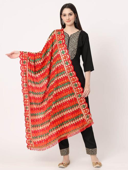 women red embroidered dupatta - 20276699 -  Standard Image - 0