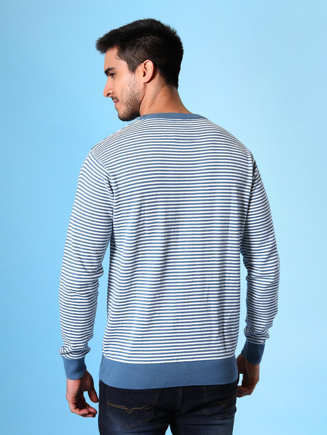 blue striped round neck t-shirt - 20277896 - Standard Image - 2
