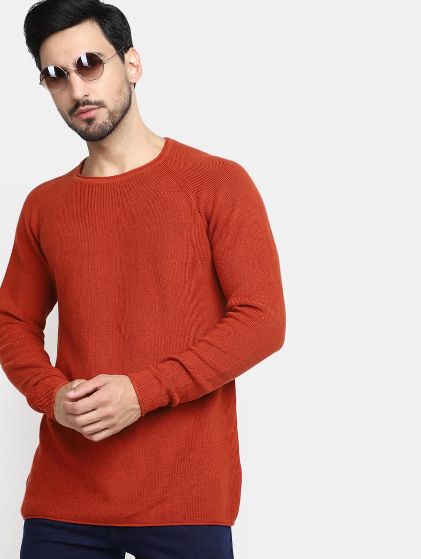 rust solid round neck long sleevs t-shirt - 20277898 - Standard Image - 2