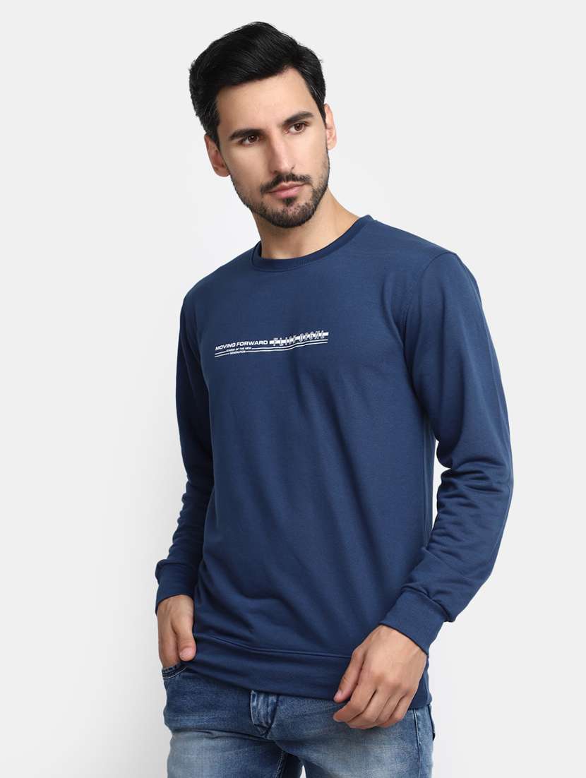 blue typographic print round neck t-shirt - 20277911 -  Standard Image - 2