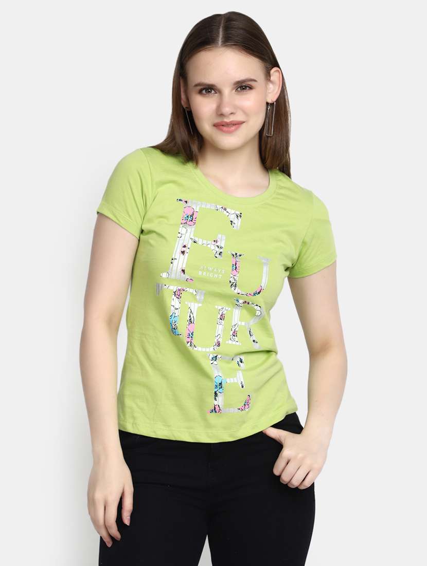 women's front print crew neck t-shirt